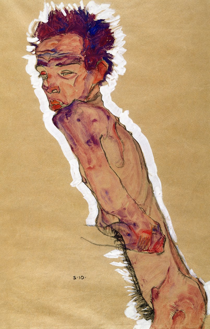 Självporträtt naken, 1910 av Egon Schiele