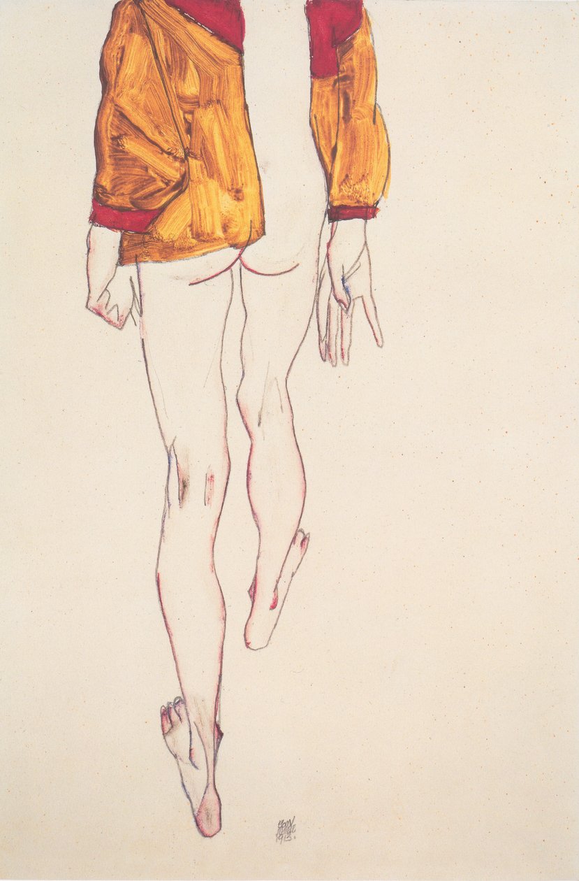 Står halvtid med en brun skjorta av Egon Schiele