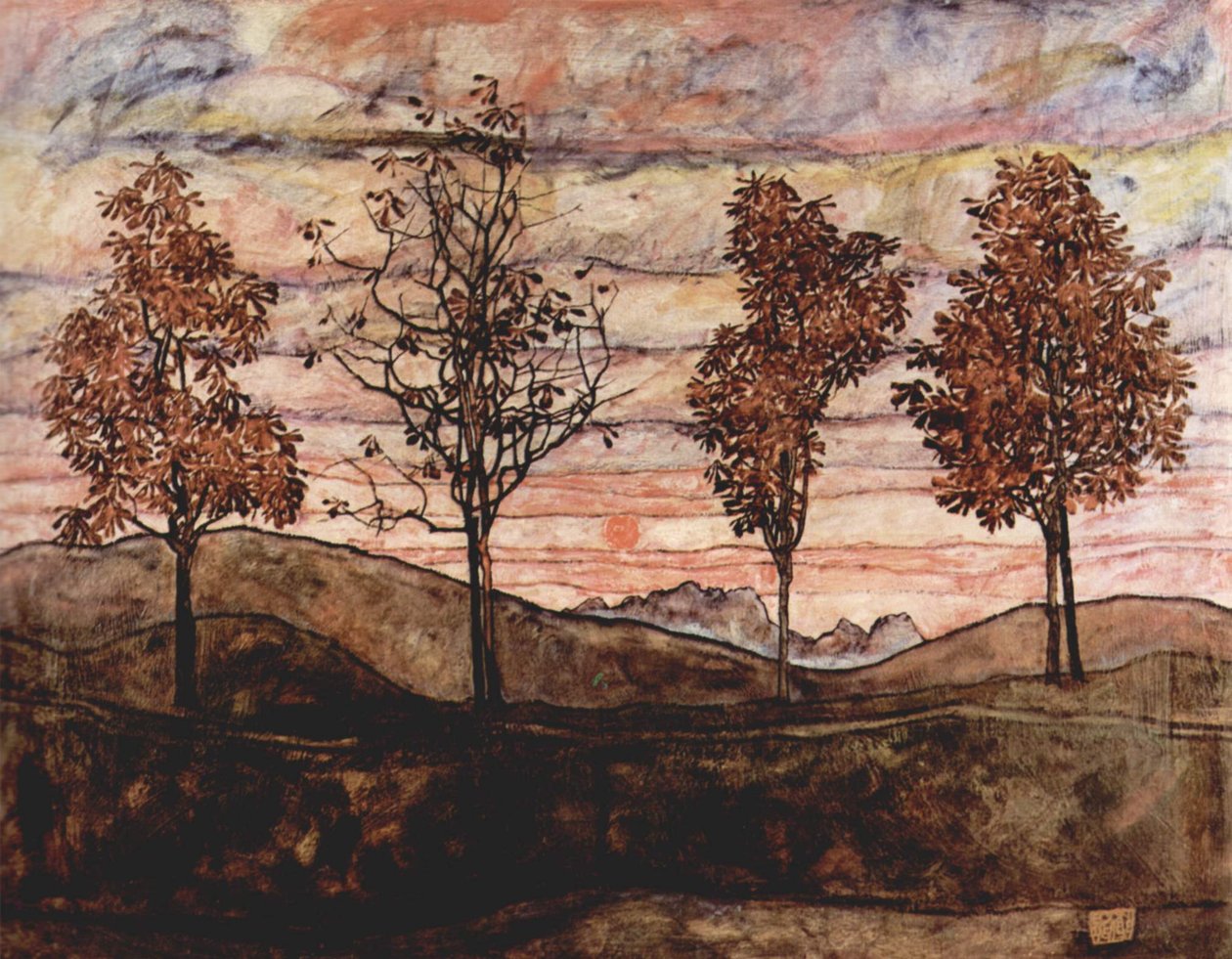 Vier Bäume av Egon Schiele