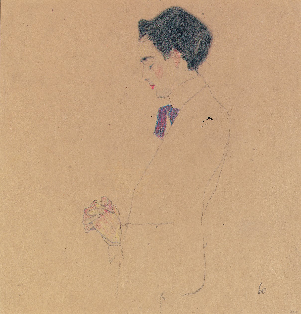 Anton Faistauer med knäppta händer, 1909 av Egon Schiele