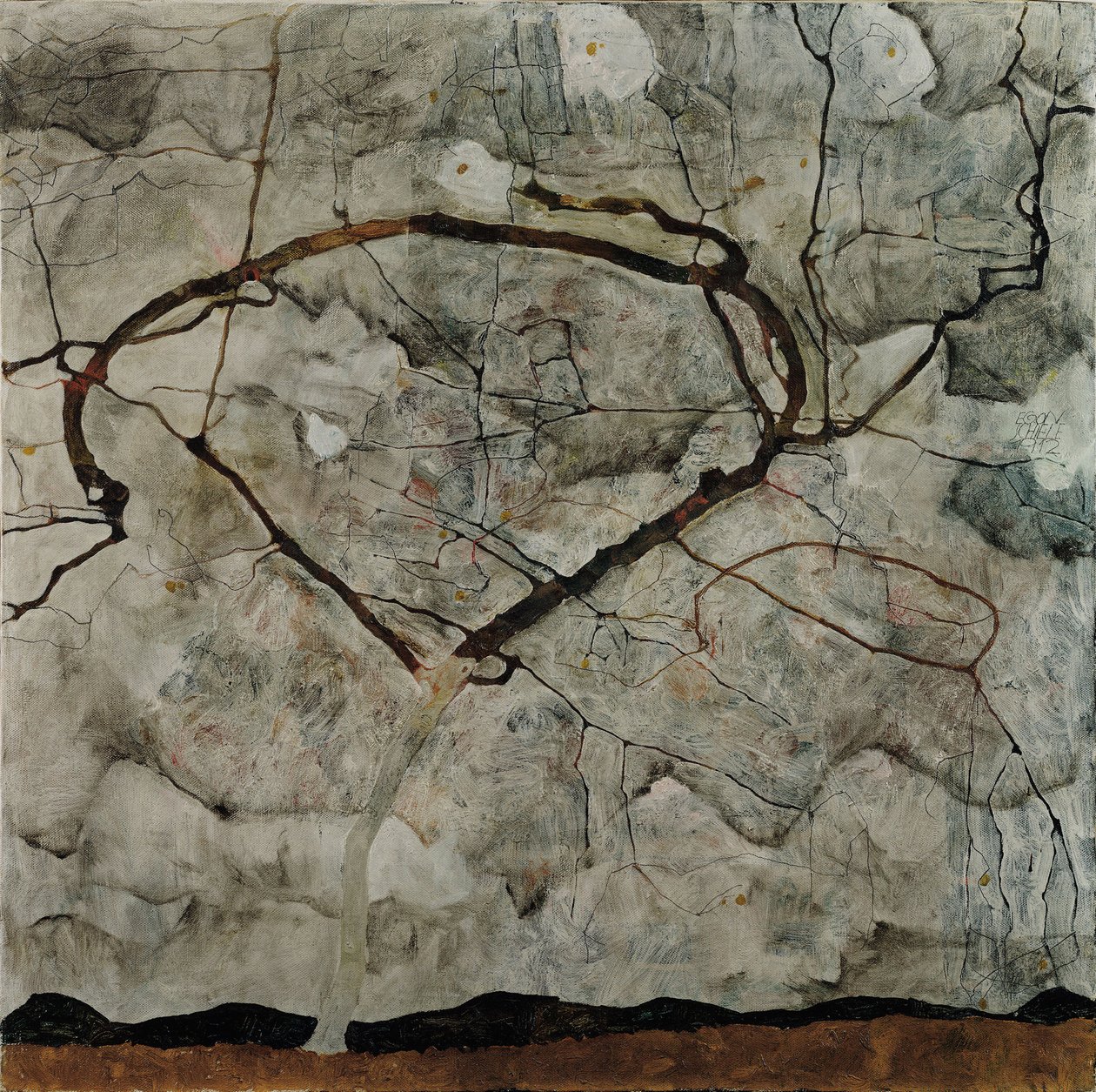 Höstträd i turbulent luft, 1912 av Egon Schiele