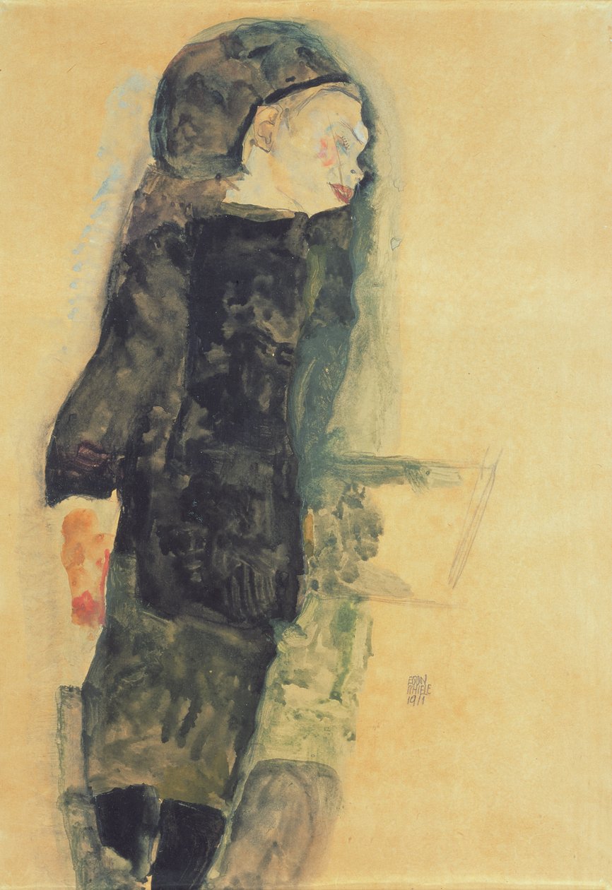 Barn i svart klänning, 1911 av Egon Schiele