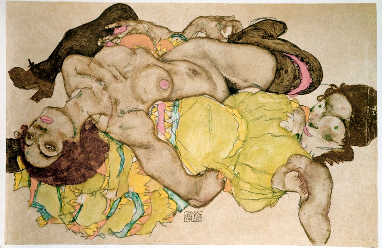 Svängda kvinnor. Teckning av Egon Schiele av Egon Schiele