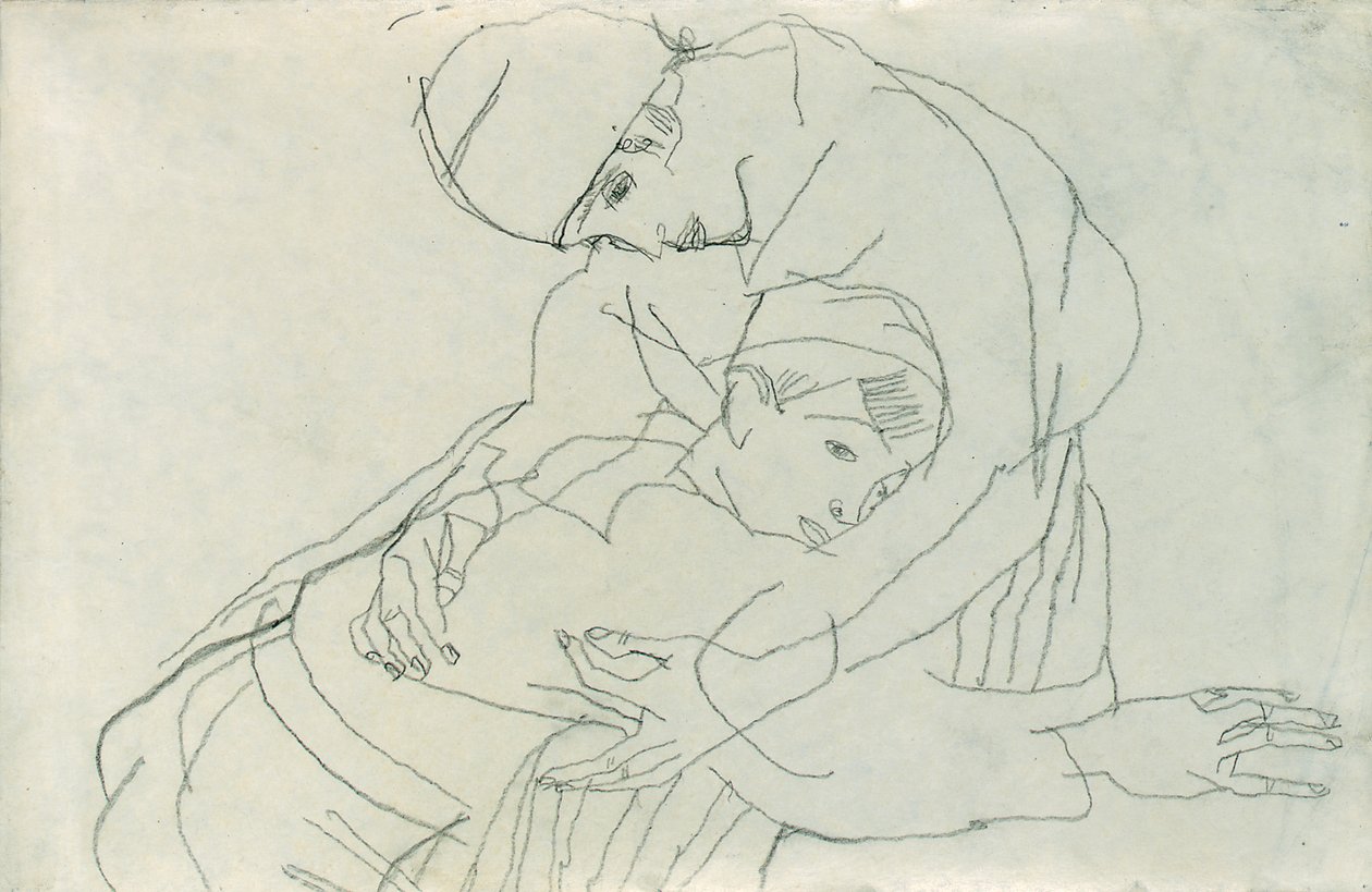 Omfamning, 1914 av Egon Schiele
