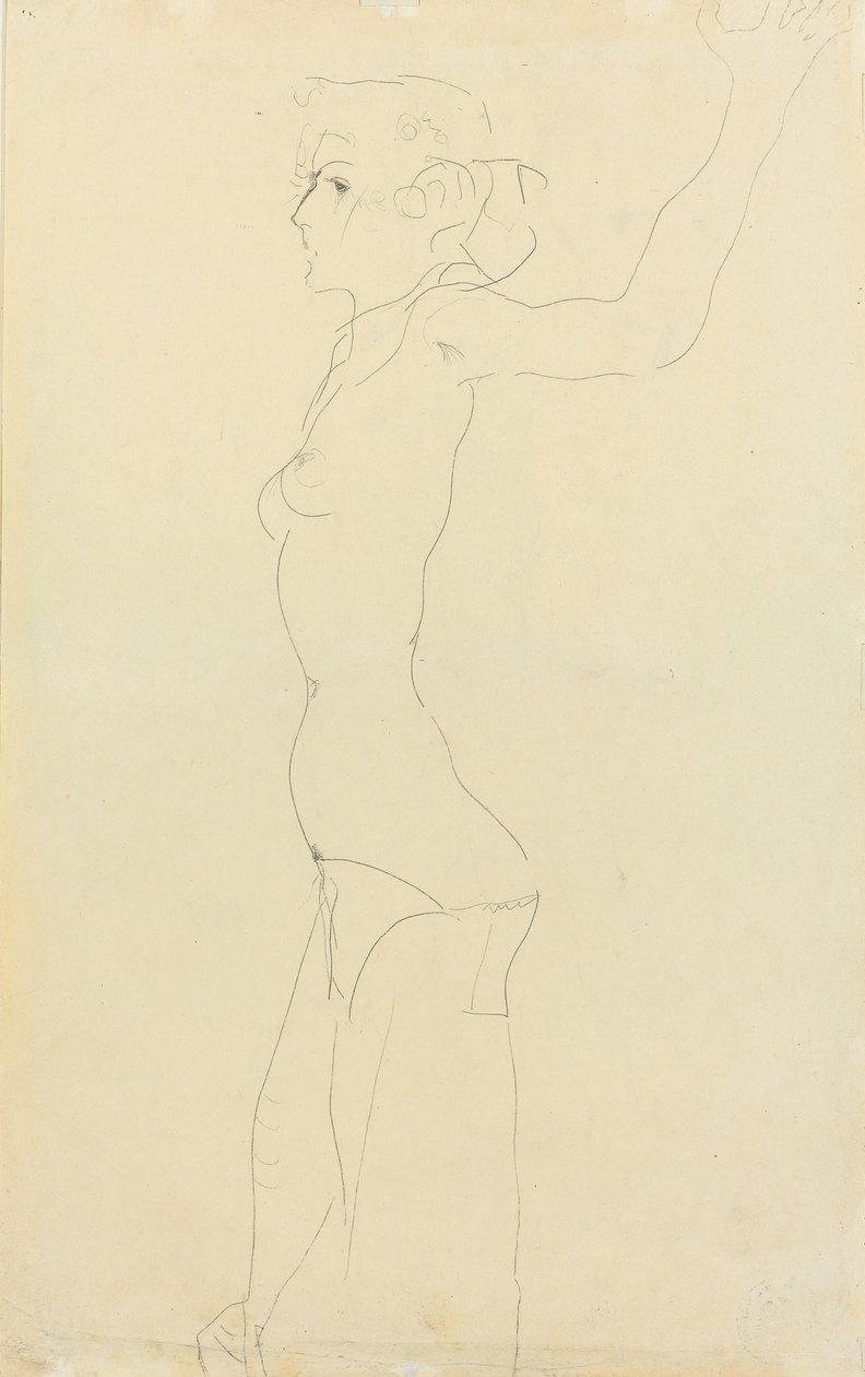 Naken kvinna; Madchenakt, 1911 av Egon Schiele
