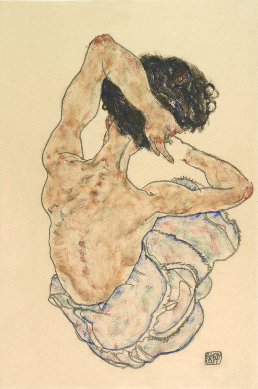 Kvinnlig backakt, 1917. av Egon Schiele