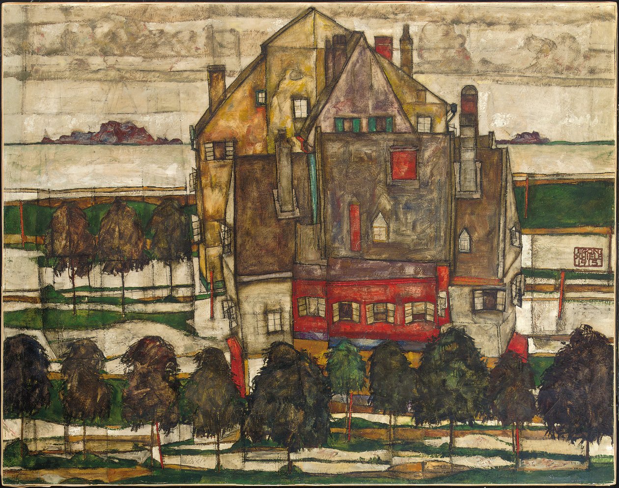 Enskilda hus (hus med berg) av Egon Schiele