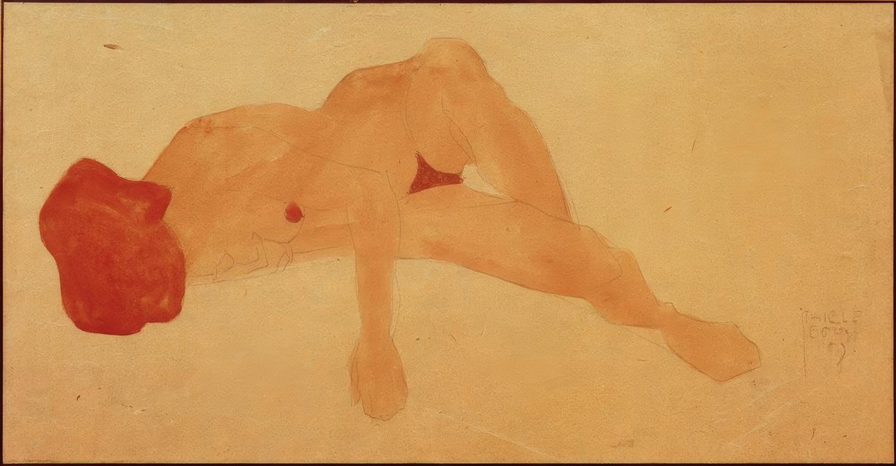 Liggande kvinnlig naken av Egon Schiele
