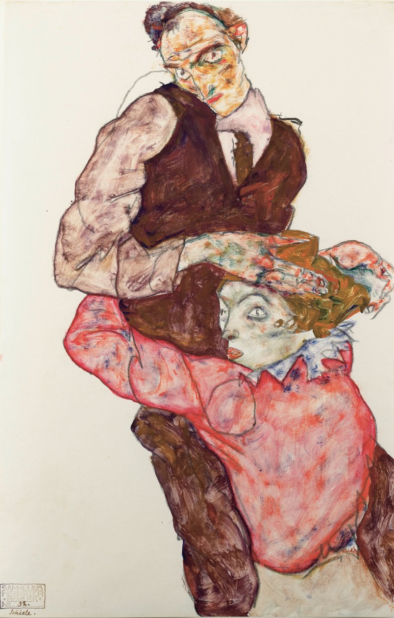 Älskare, 1914-1915 av Egon Schiele