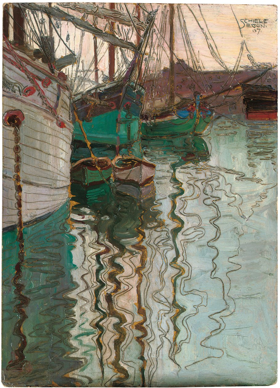 Hamnen i Trieste, 1907 av Egon Schiele