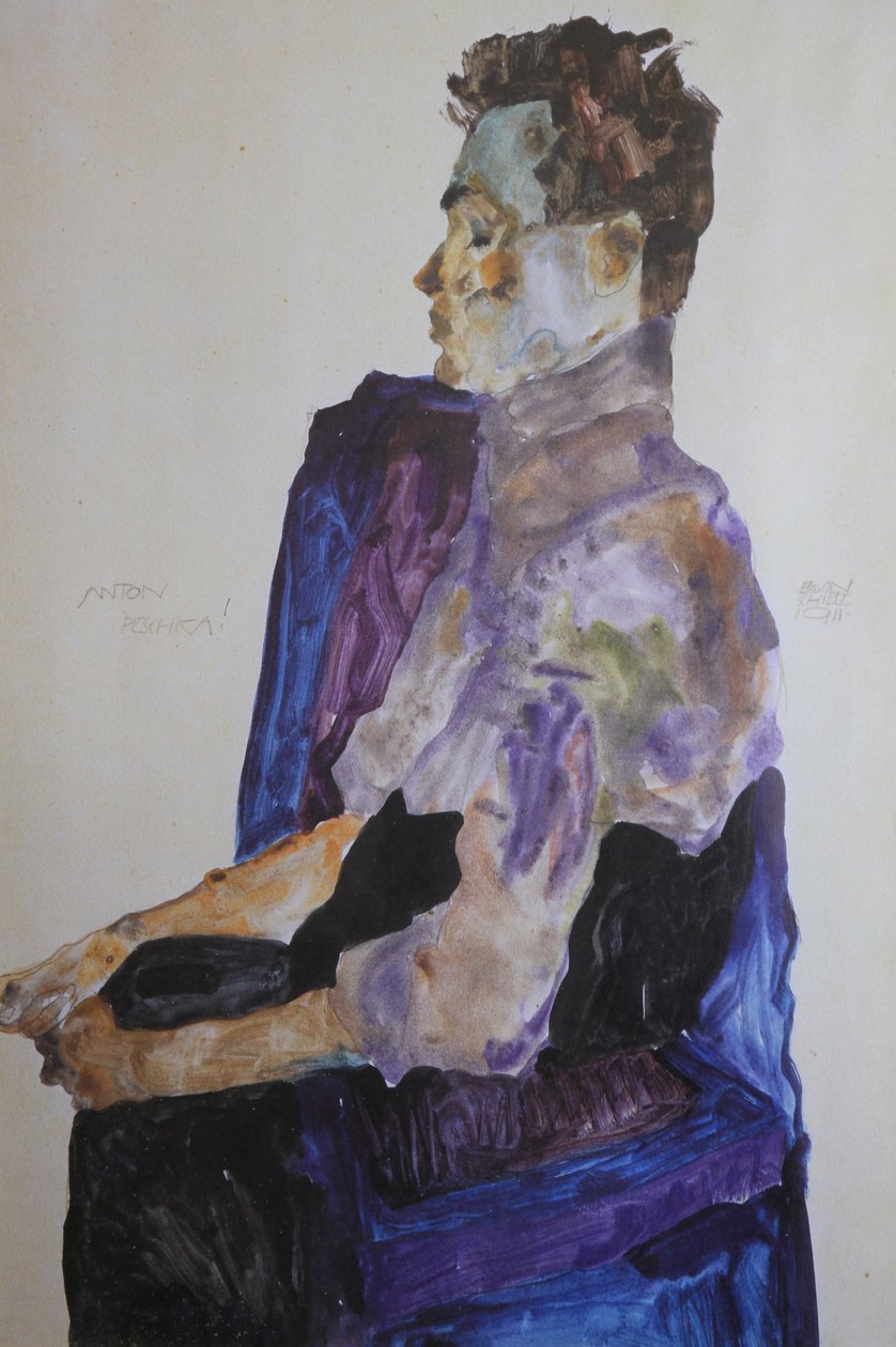 Porträtt av Anton Peschka, 1911. av Egon Schiele