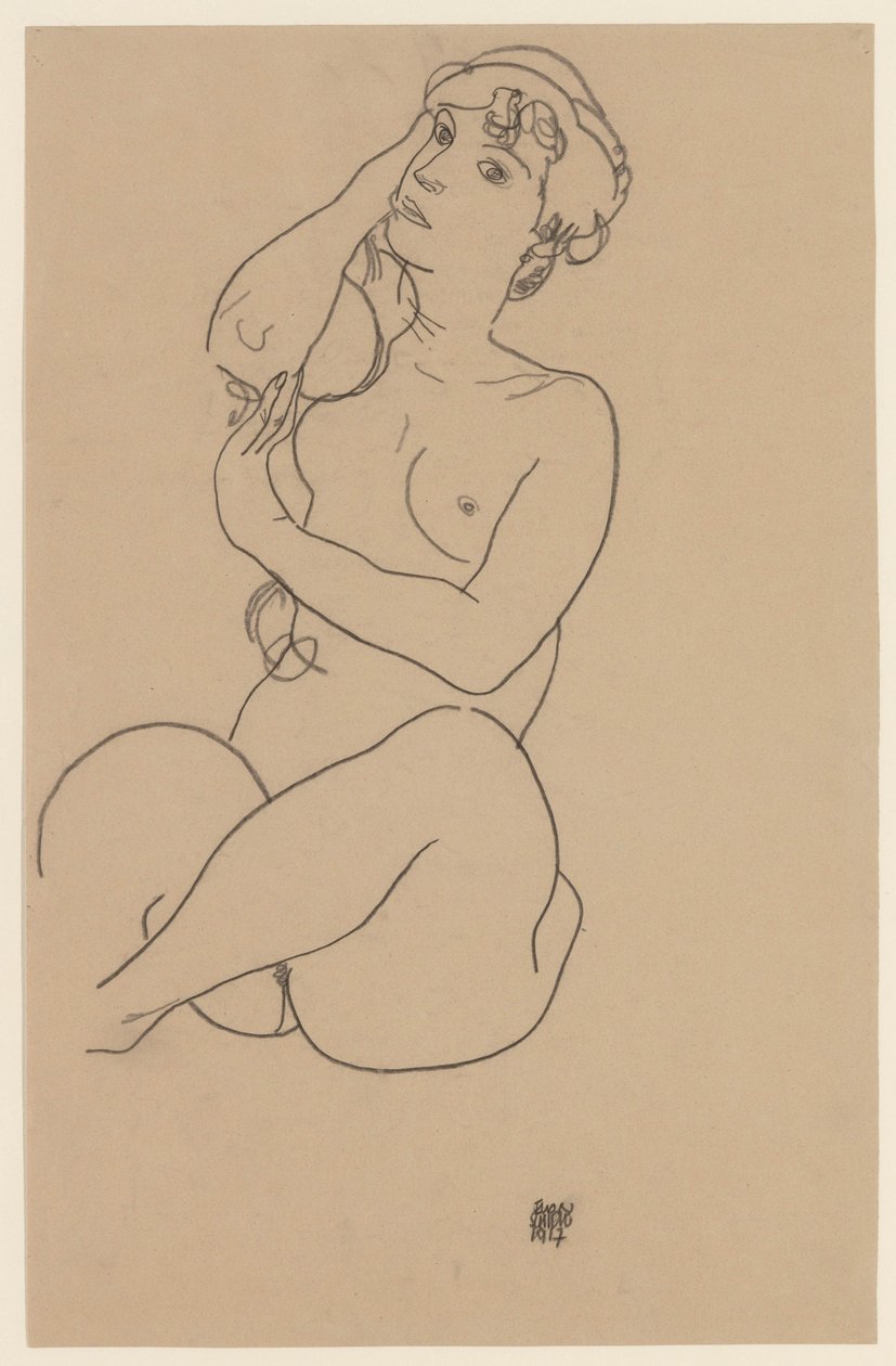 Liggande naken, 1917 av Egon Schiele
