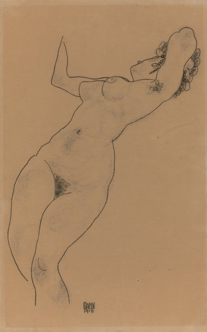 Liggande naken; Liggande naken, 1918 av Egon Schiele