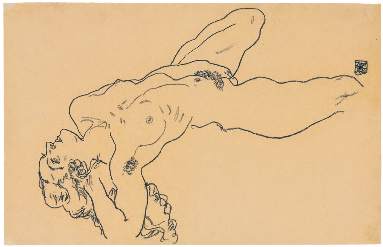 Liggande naken, 1918 av Egon Schiele