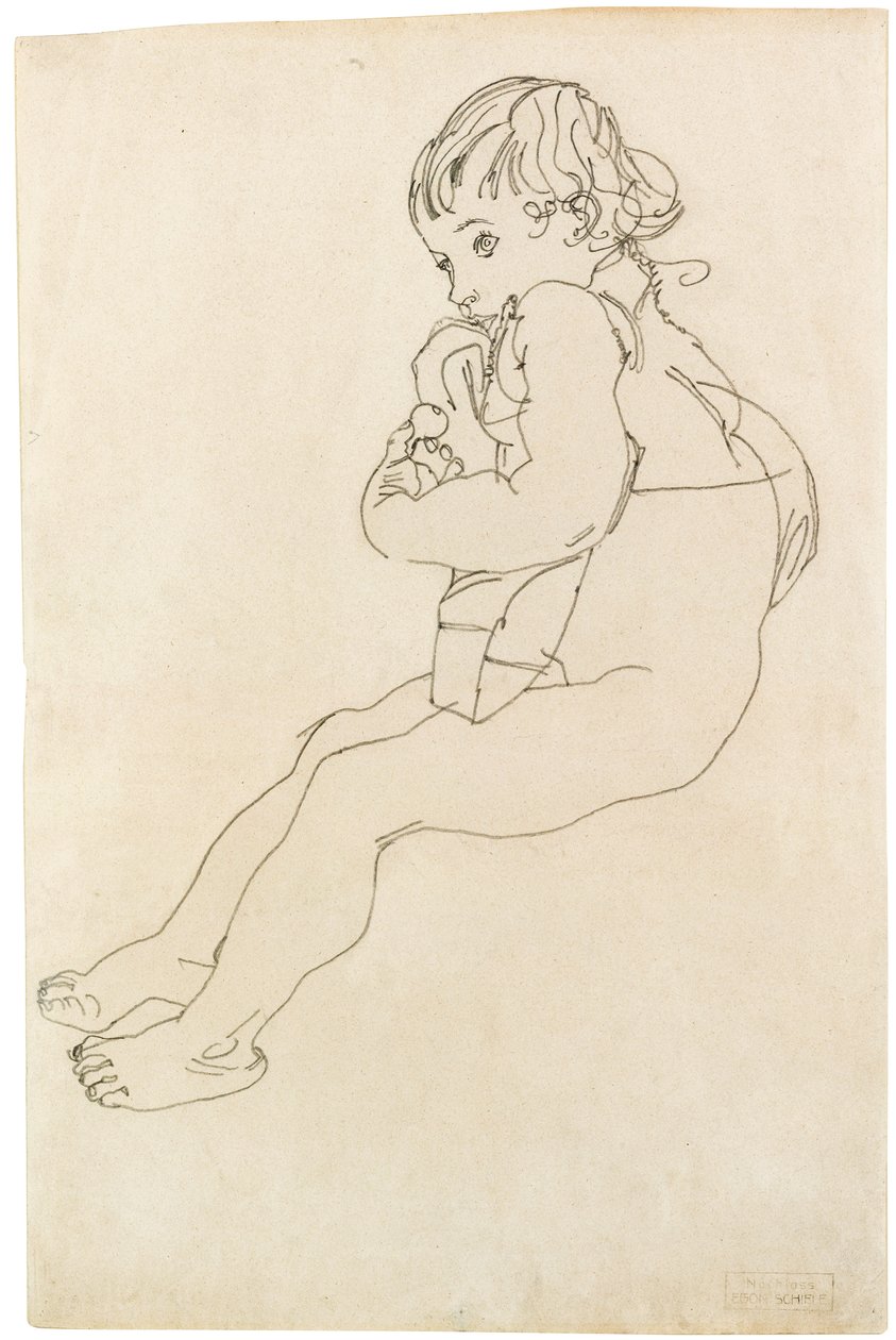 Sittande barn, 1916 av Egon Schiele