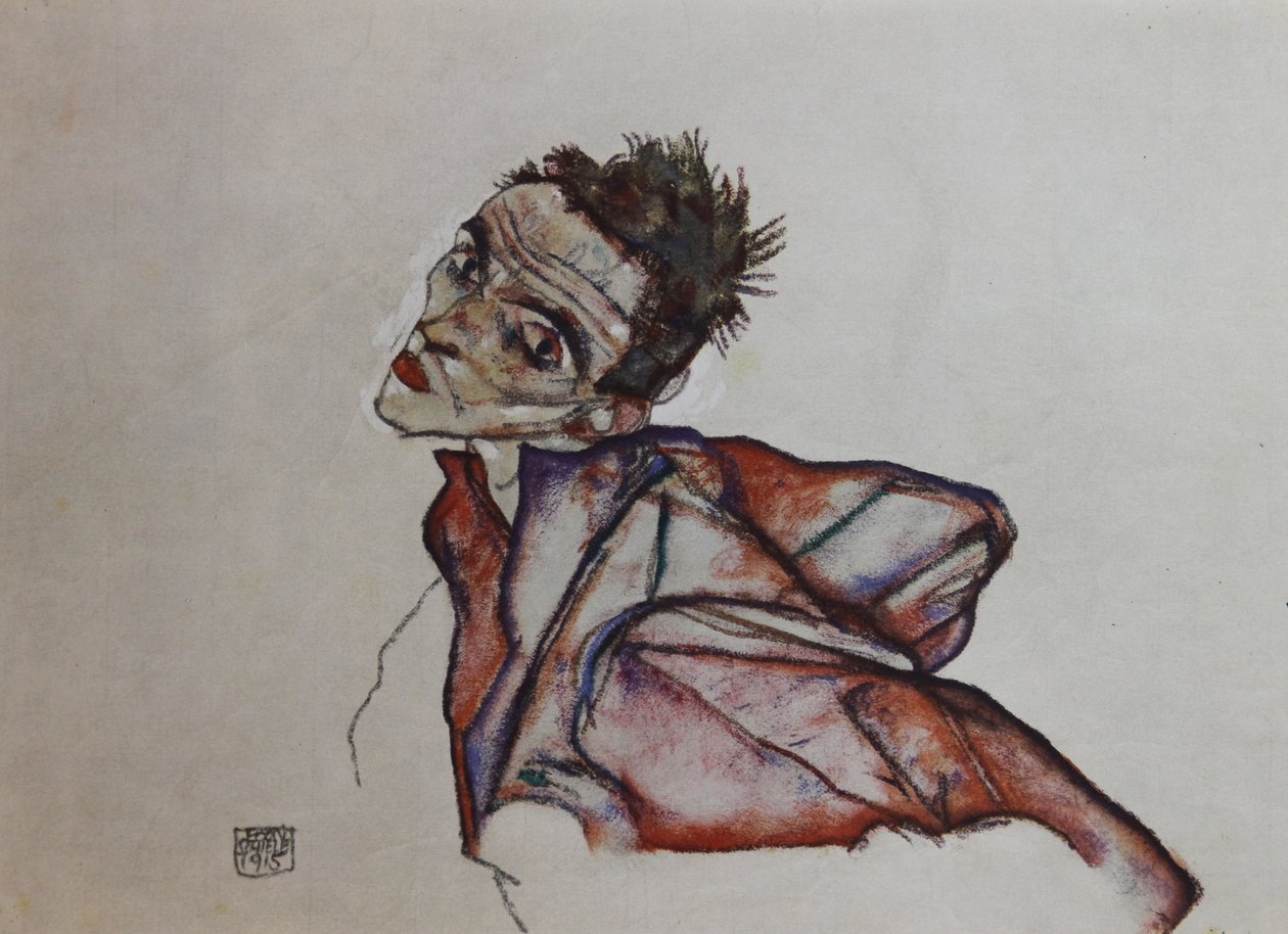Självporträtt med bakåthållna armar, 1915. av Egon Schiele