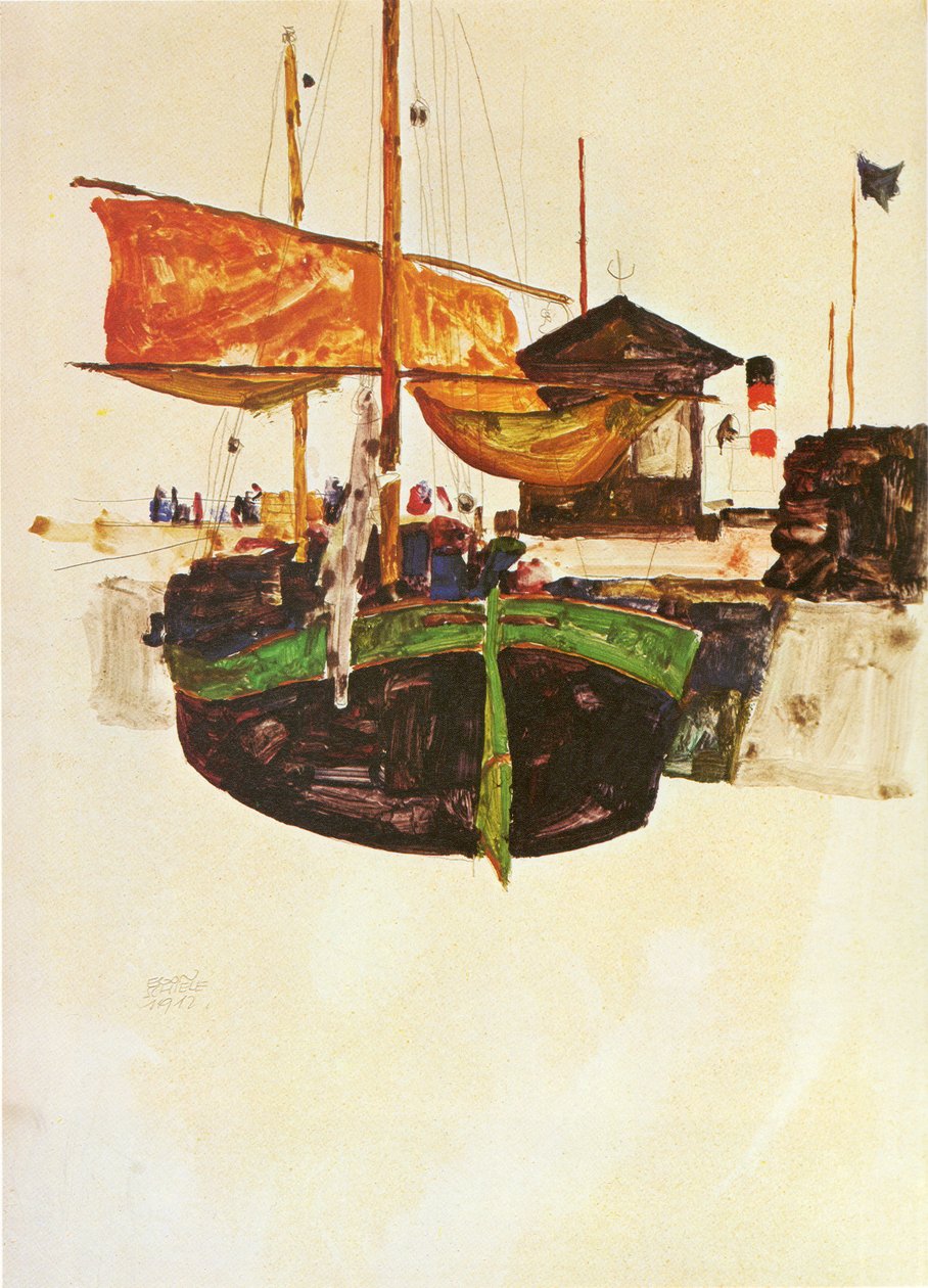  Ship in Triesten: nn av Egon Schiele