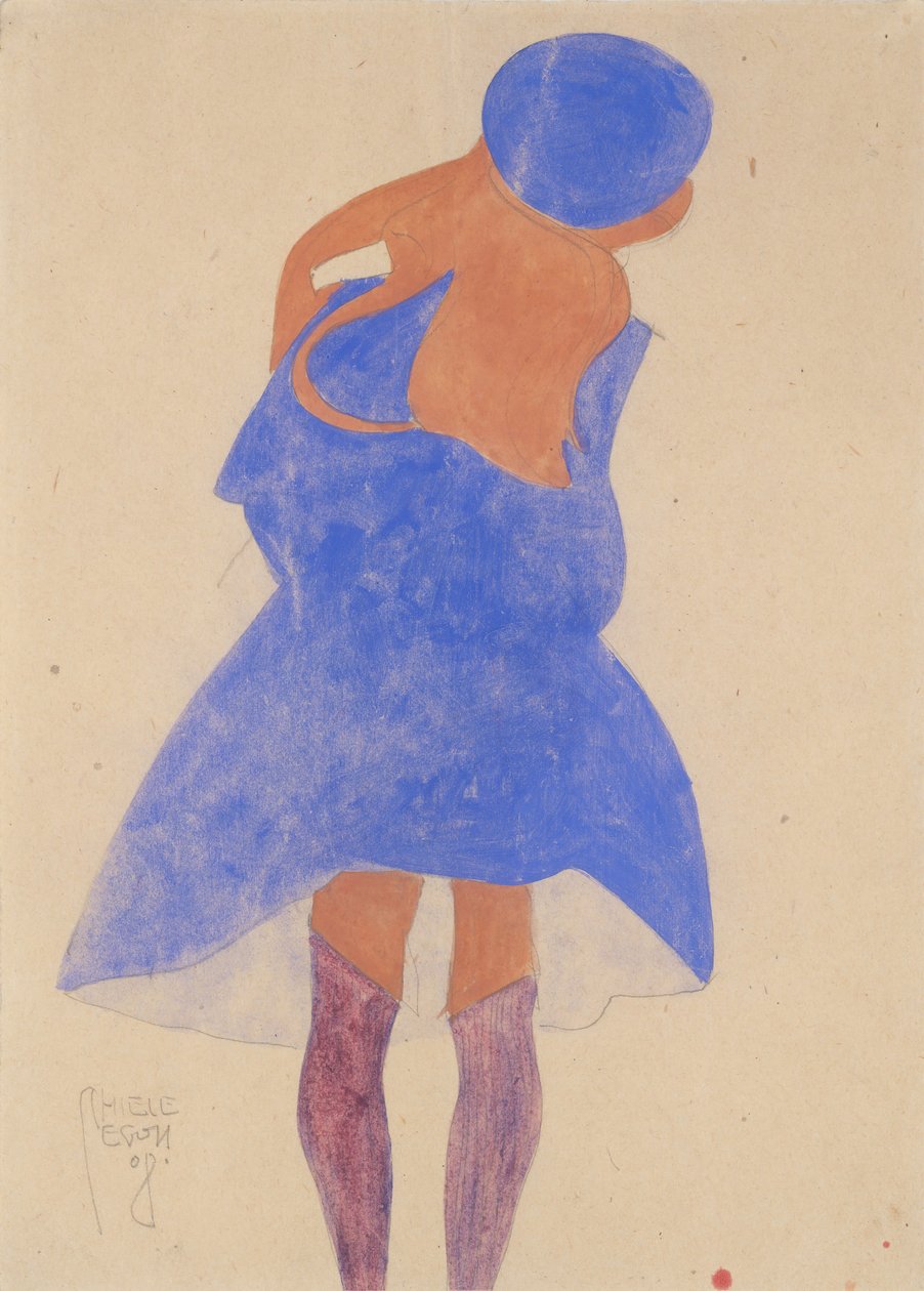 Stående flicka, bakifrån, 1908. av Egon Schiele