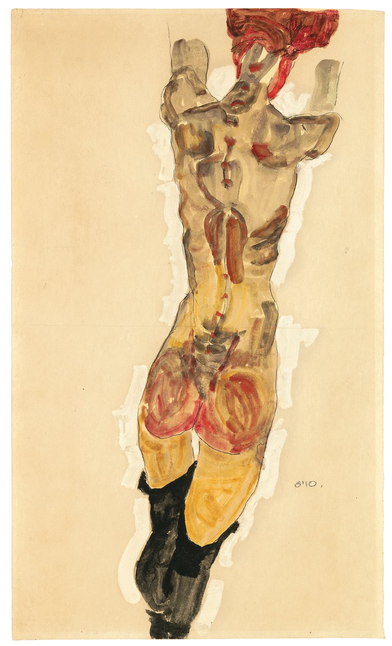 Stå tillbaka naken, 1910 av Egon Schiele