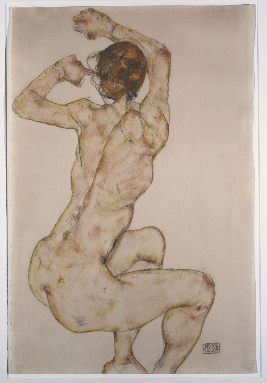 The Crouch, 1915 av Egon Schiele