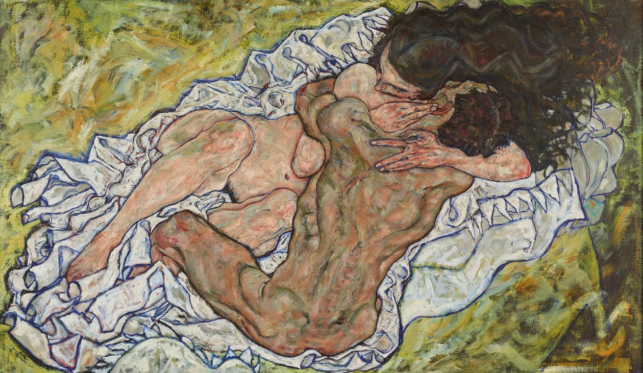 Omfamningen, 1917. av Egon Schiele