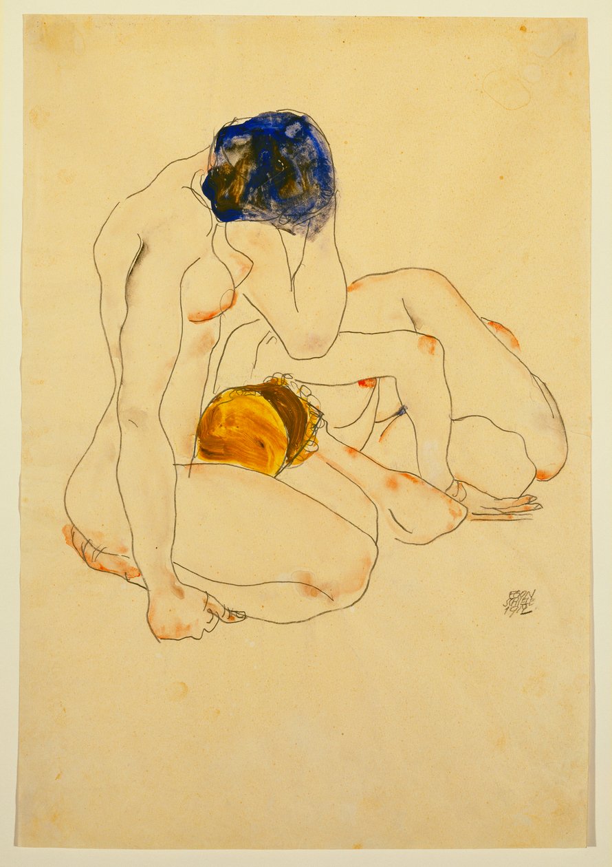 Två vänner, 1912 av Egon Schiele