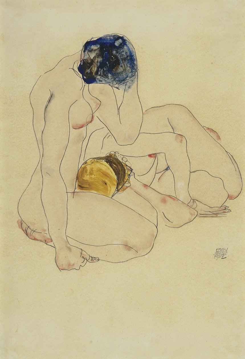 Två vänner, 1912 av Egon Schiele