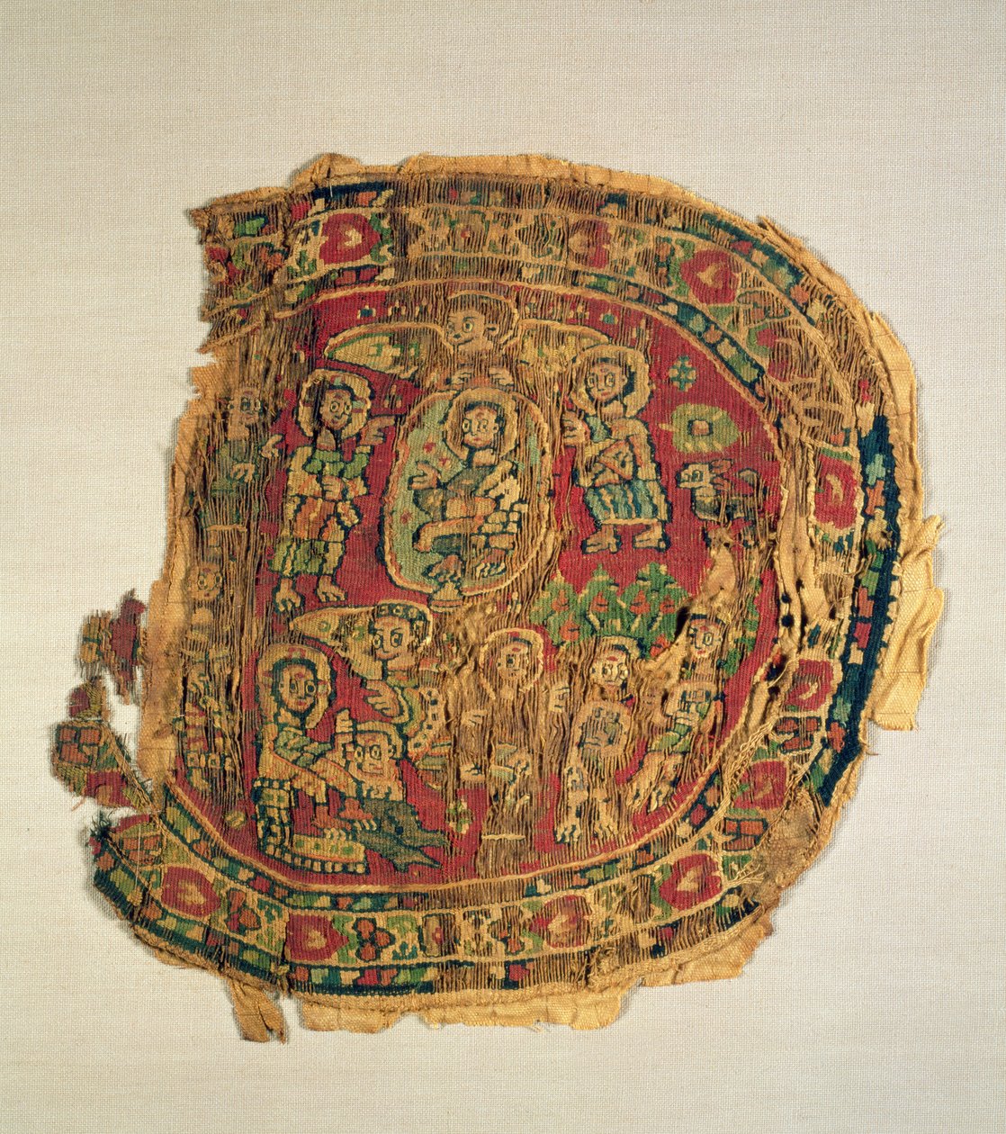 Matta föreställande helgonfigurer, egyptisk, koptisk period, 300-1100-talet, (textil) av Egyptian