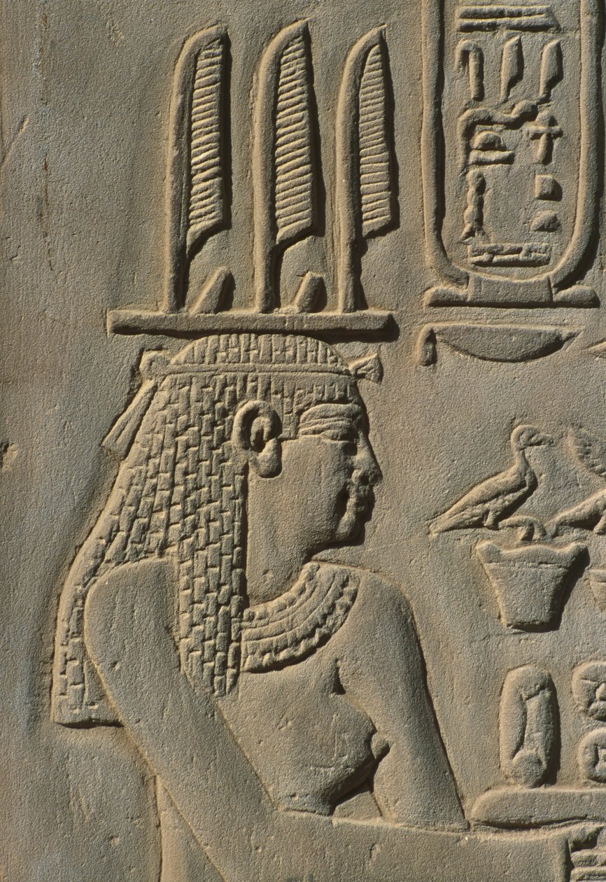 Detalj av en relief, kvinna sten av Egyptian