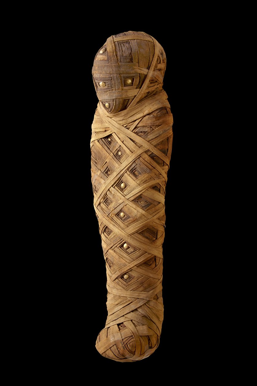 Mumifierat barn (linne, guld) av Egyptian