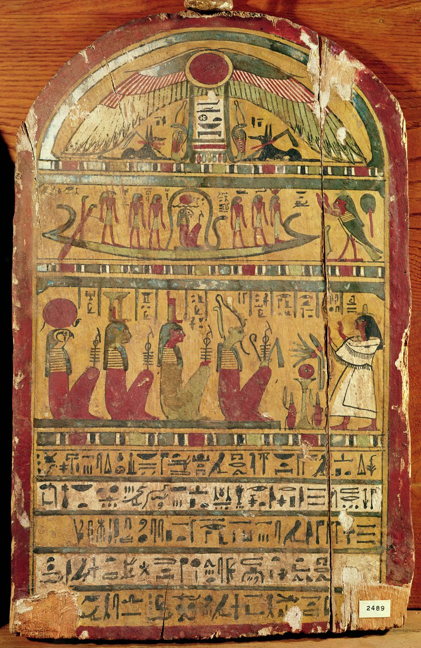 Stele, c.664-332 f.Kr. (målat trä) av Egyptian