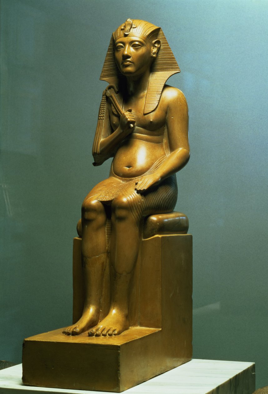 Sittande staty av en farao, Nya kungariket av Egyptian 18th Dynasty