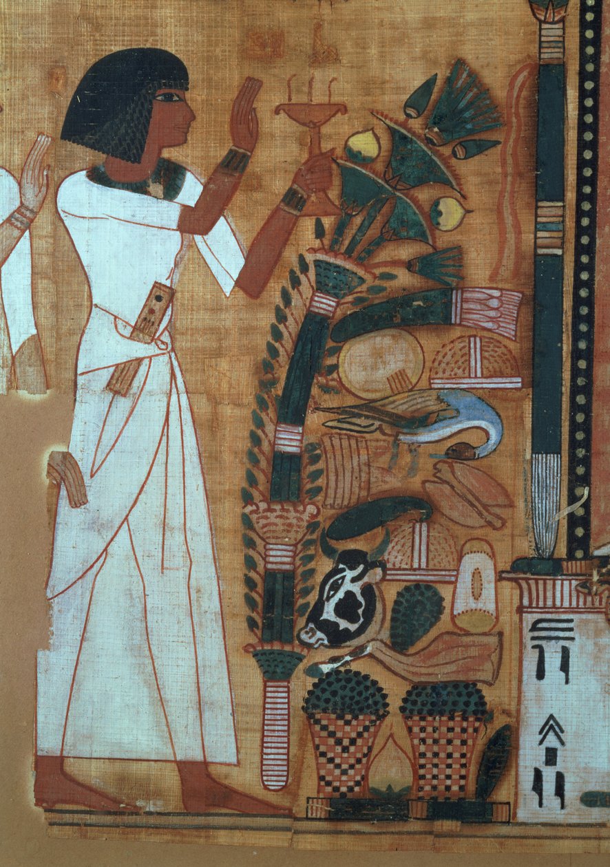 The Fumigation of Osiris, sida från Book of the Dead of Neb-Qued, Egyptian, New Kingdom (papyrus) av Egyptian 19th Dynasty