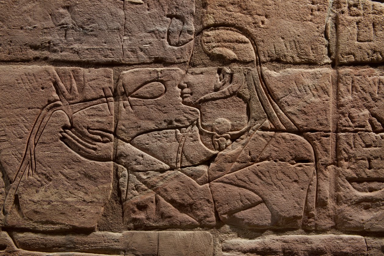 Detalj av muren i Aspelta, c.680 f.Kr. sandsten av Egyptian 25th Dynasty
