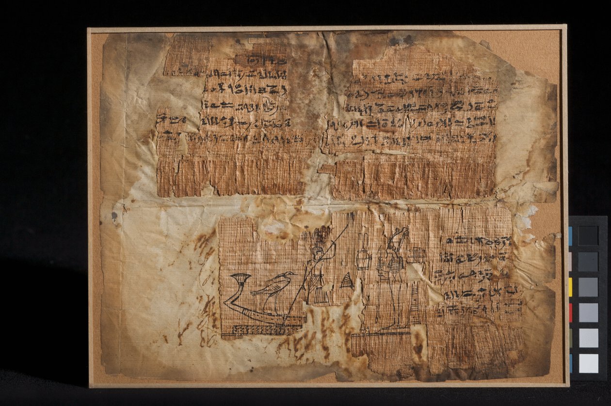 Papyrusfragment, av kapitel 100, från The Book of the Dead (papyrus) av Egyptian Ptolemaic Period