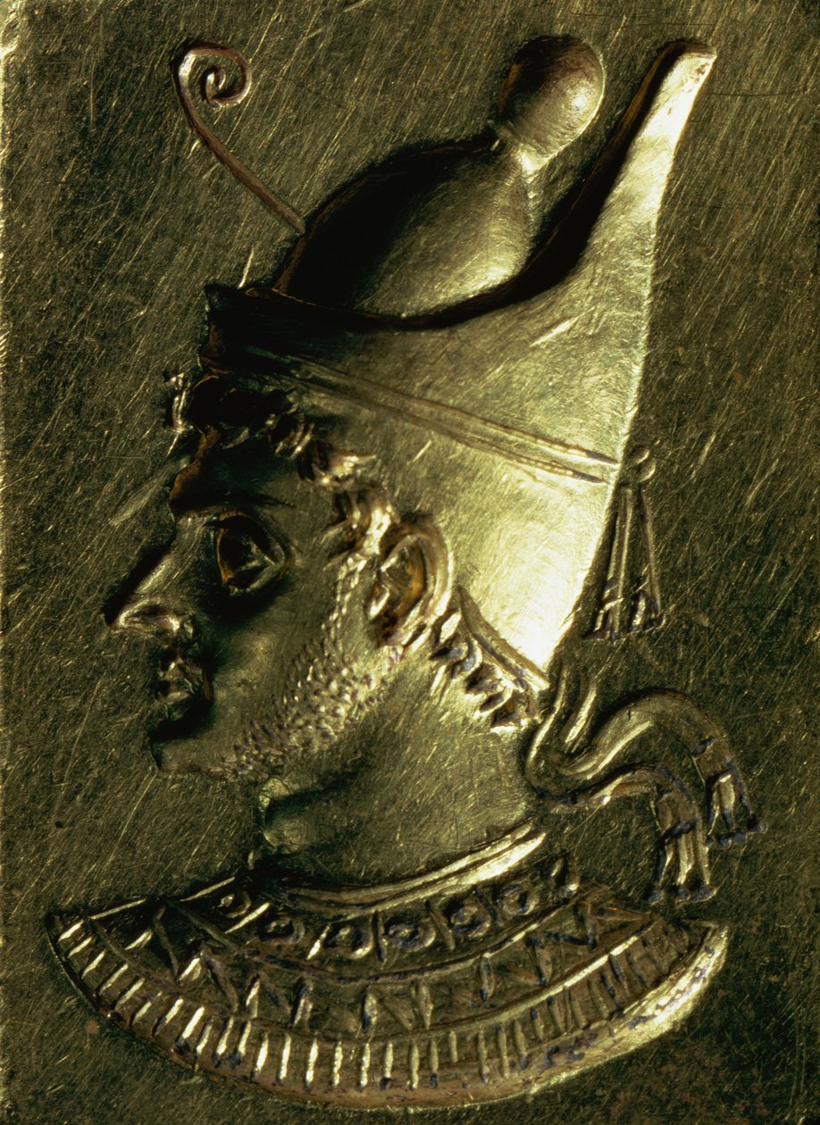 Ring som föreställer Ptolemaios VI Pilometor (c.186-c.145 f.Kr.) (guld) av Egyptian Ptolemaic Period