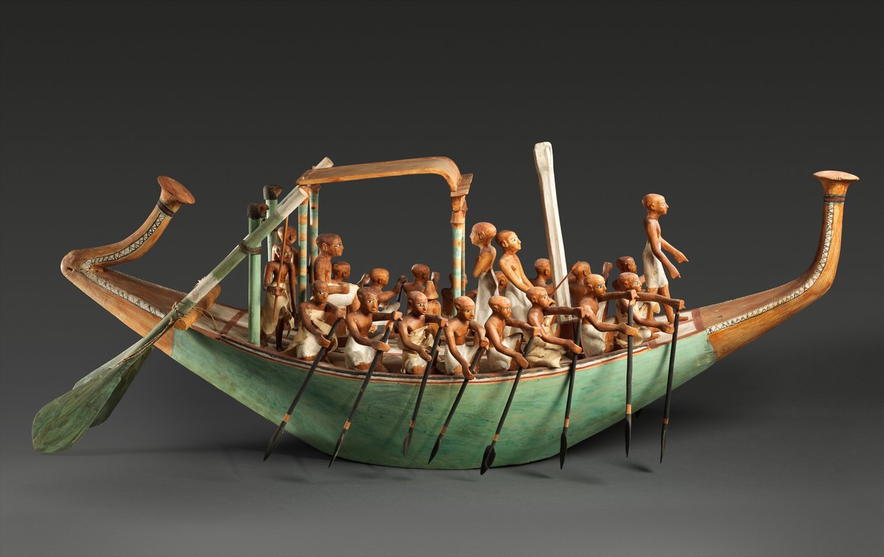 Modell Paddling Boat, Middle Kingdom av Egyptian 12th Dynasty