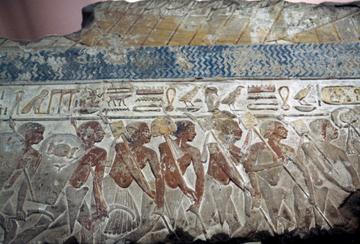 Relief av militärparad av Egyptian 18th Dynasty