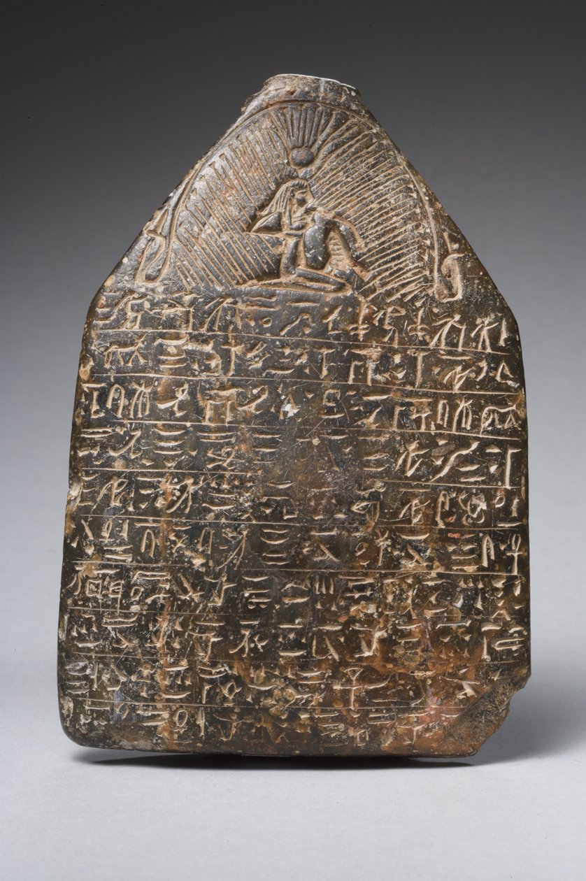 Cippus (serpentinsten) (se även 325609) av Egyptian Ptolemaic Period