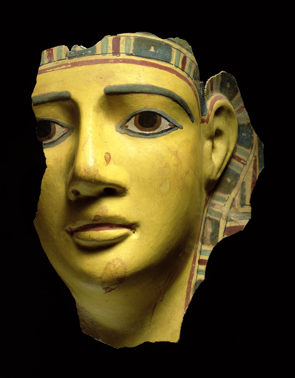 Mammamask (polykrom kartong) av Egyptian Ptolemaic Period