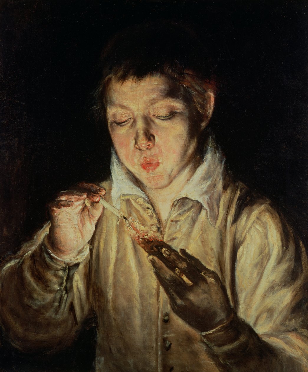 Barn som blåser på en glöd, början av 1570-talet av El Greco