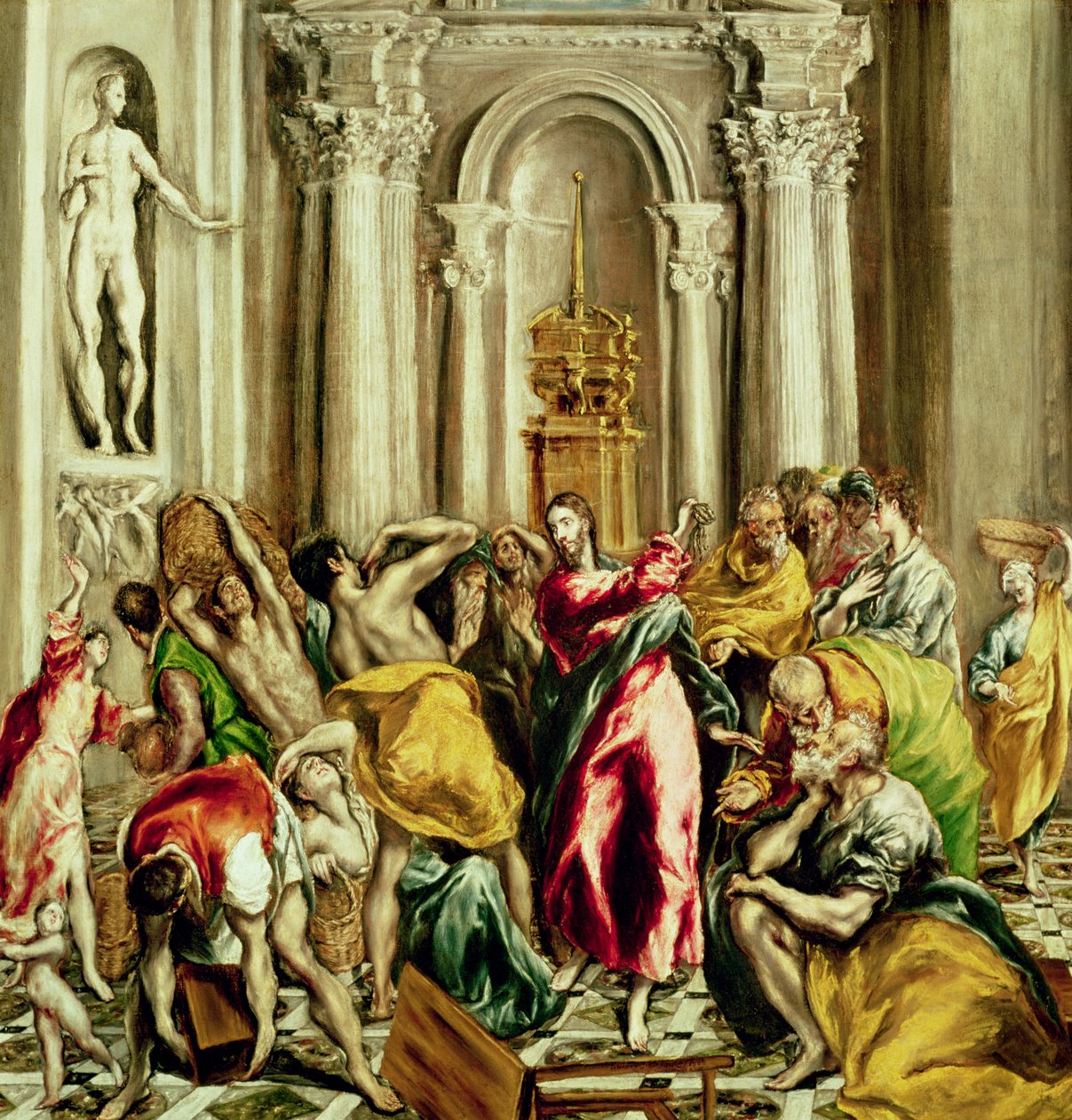 Jesus driver købmændene fra templet, 1610-14 swed av El Greco