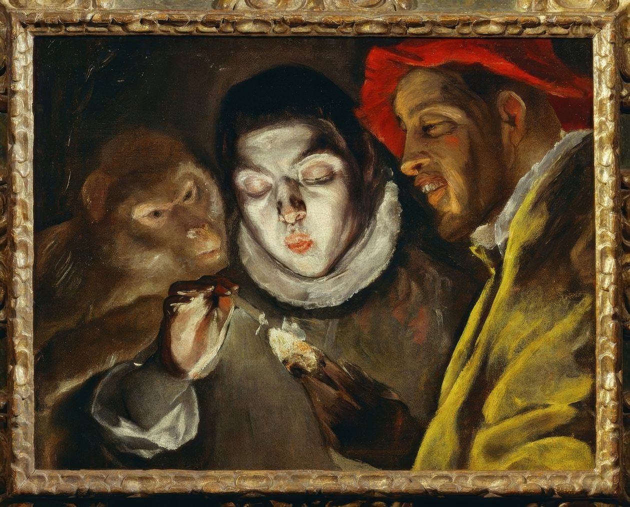 Apa, pojke och man tänder ett ljus av El Greco