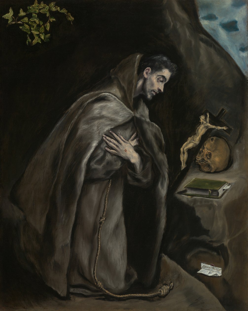 Saint Francis knäböjer i meditation, 15951600. av El Greco