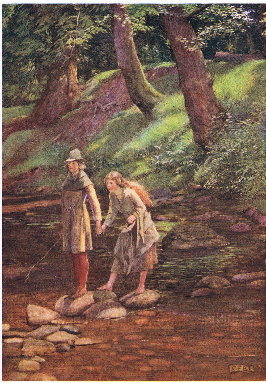 Rosalind och Celia (litho) av Eleanor Fortescue Brickdale