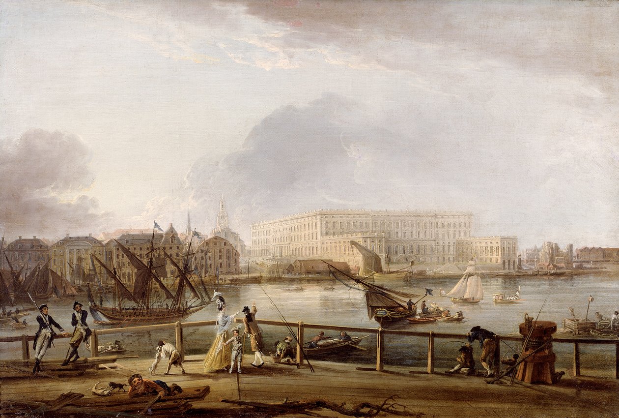 Utsikt över Stockholms slott från Blasieholmen av Elias Martin