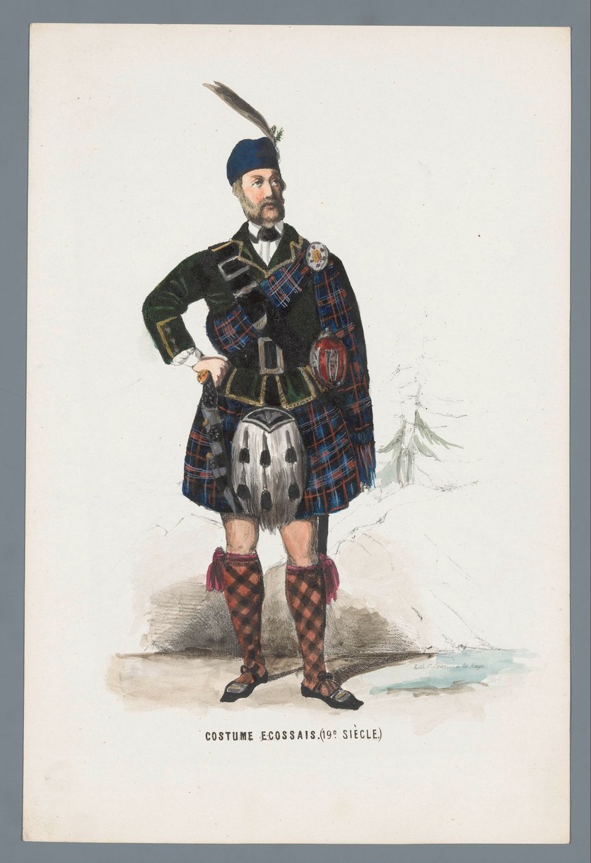 Skotsk kostym. (1800-talet.) (titel på objektet) av Elias Spanier