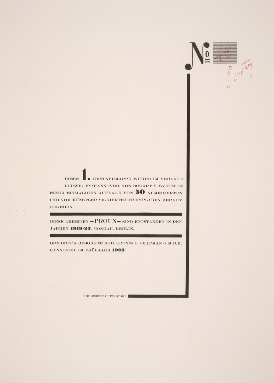 Titelsida av Eliezer Markowich Lissitzky