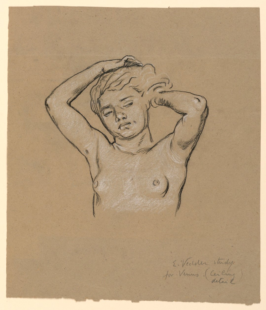 Teckning, studie till "Venus", ca 1885 av Elihu Vedder