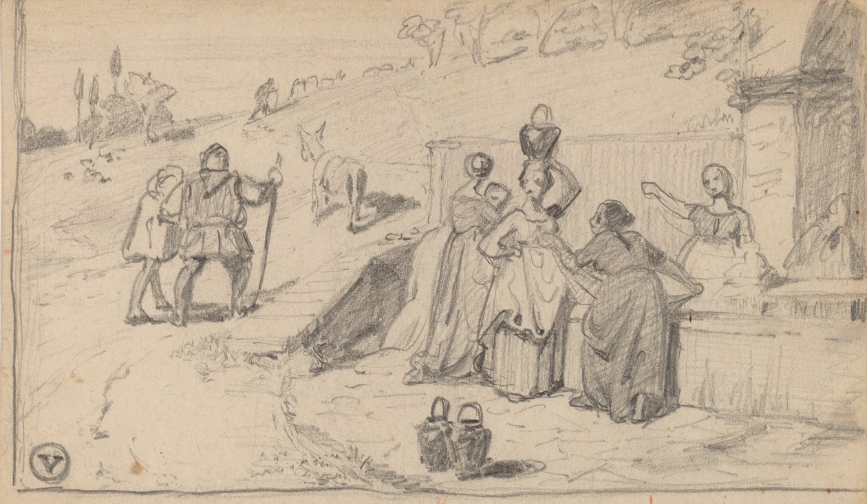 far och son, ca. 1859. av Elihu Vedder